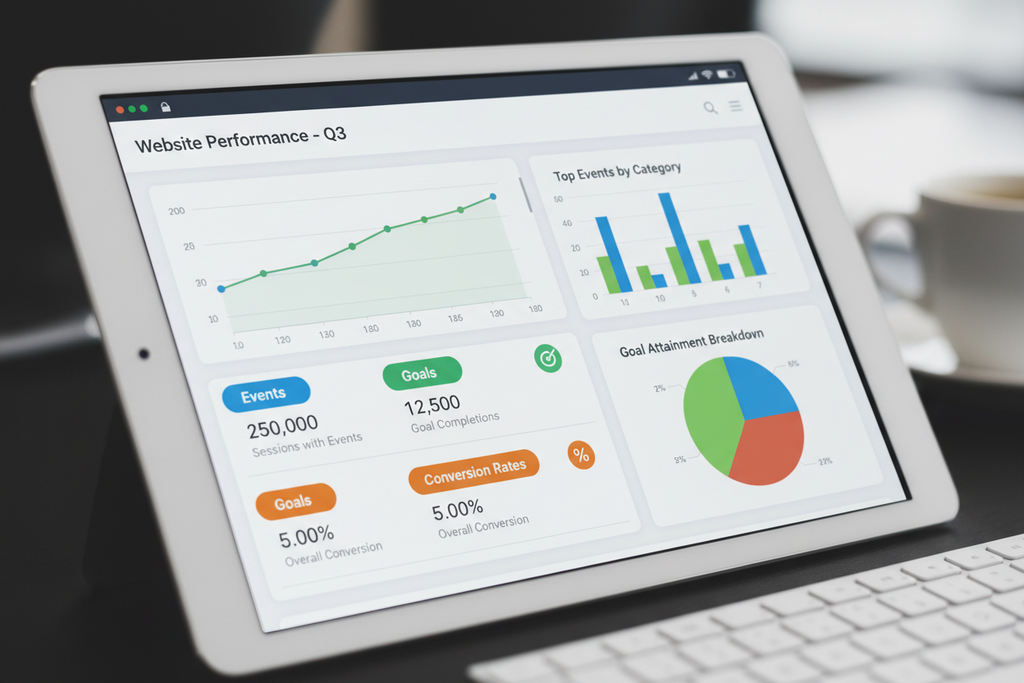 Web analytics report with highlighted metrics